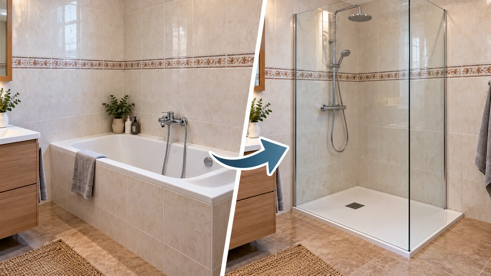Cambiar la bañera por una ducha sin quitar los azulejos: ¿se puede?